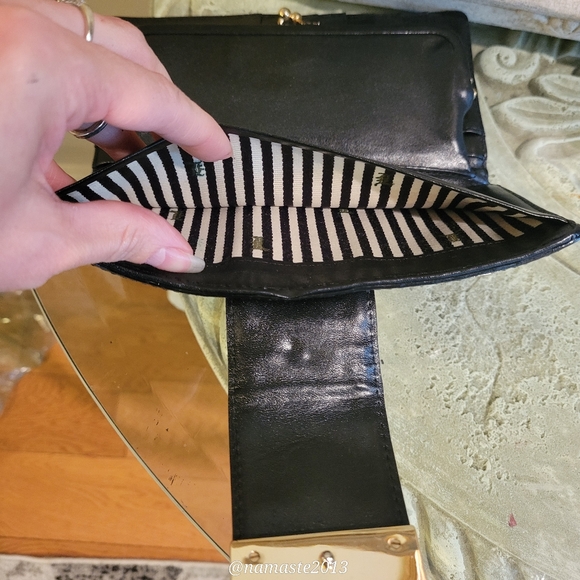 L.A.M.B. Gwen Stefani Leather Wallet Velour Center Stripe Designer Luxury #44 - Picture 15 of 17